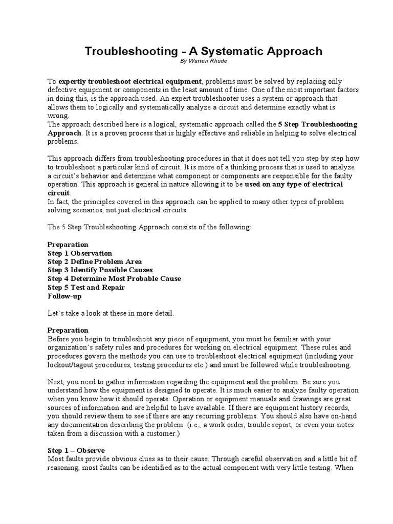 5-Step Systematic Troubleshooting Guide | PDF | Troubleshooting ...