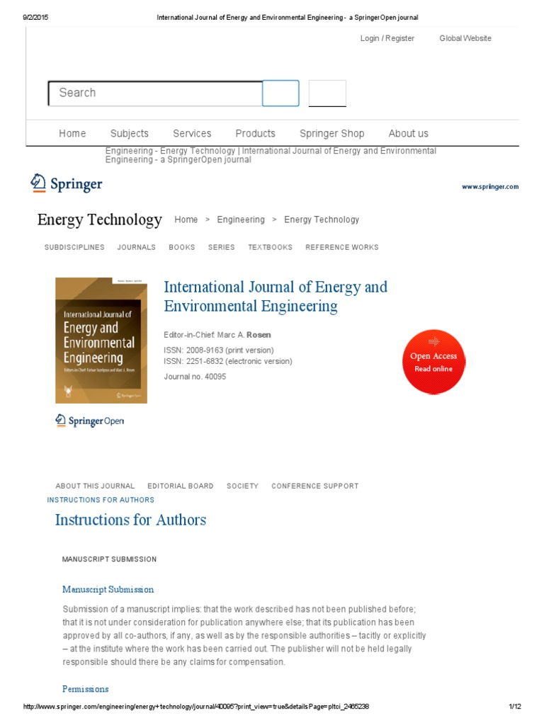 International Journal of Energy and Environmental Engineering - A ...