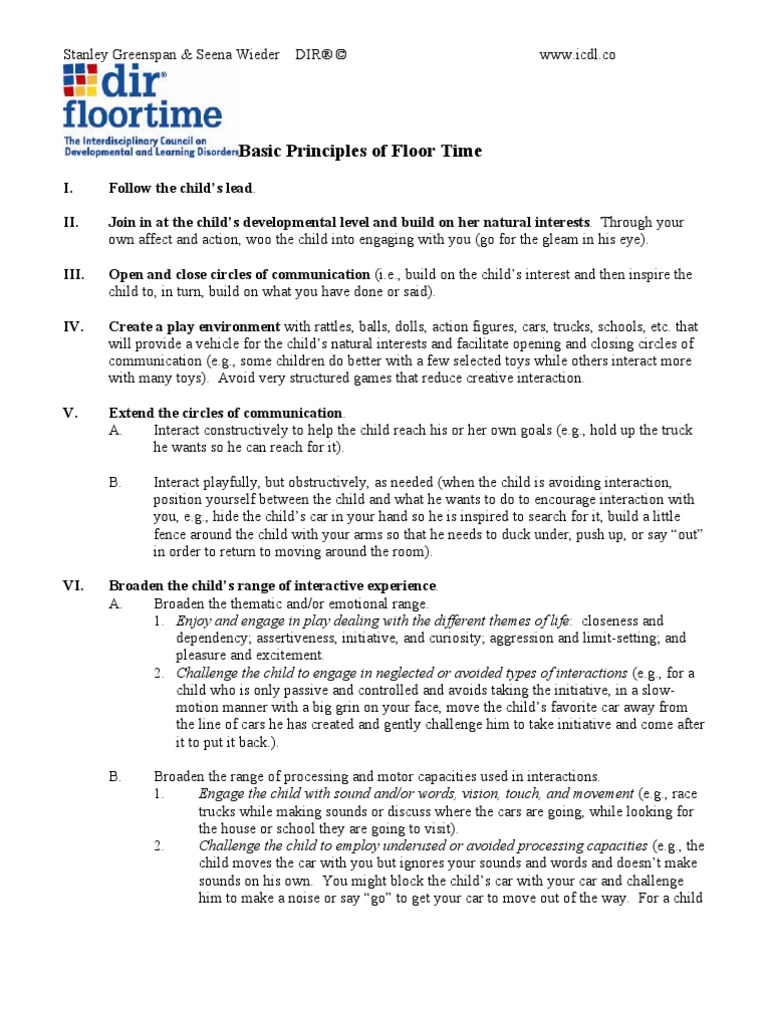 DIR® Floor Time Strategies Overview | PDF | Attention | Perception