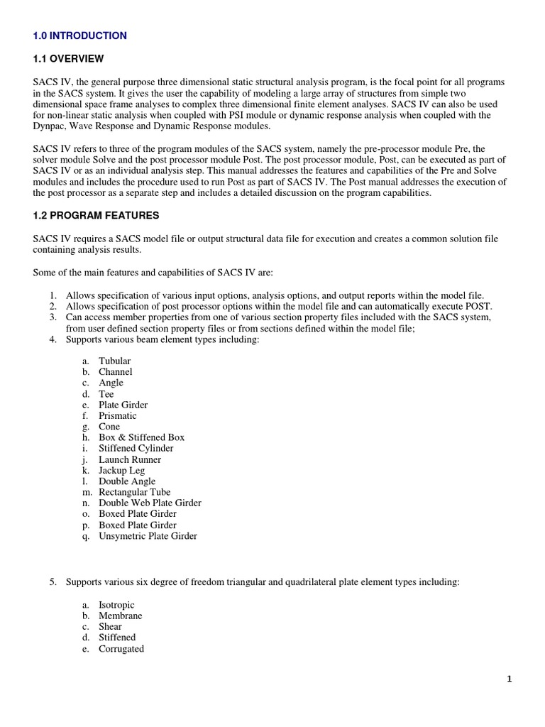 Sacs Manual - Sacv IV | PDF | Cartesian Coordinate System | Beam ...