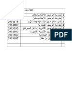 ‫المدارس‬ ‫9703092‬ ‫4853092‬ ‫8764092‬ ‫2884092‬ ‫5953092‬ ‫0054092‬