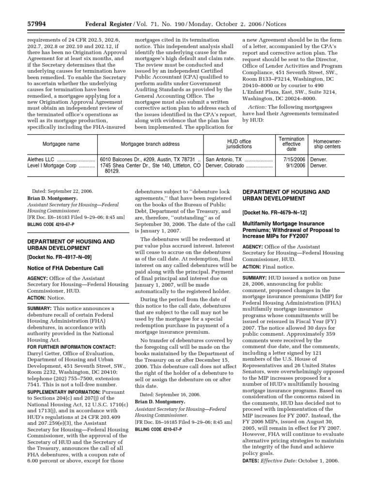 Notice: Low Income Housing: Housing Assistance Payments (Section 8 ...