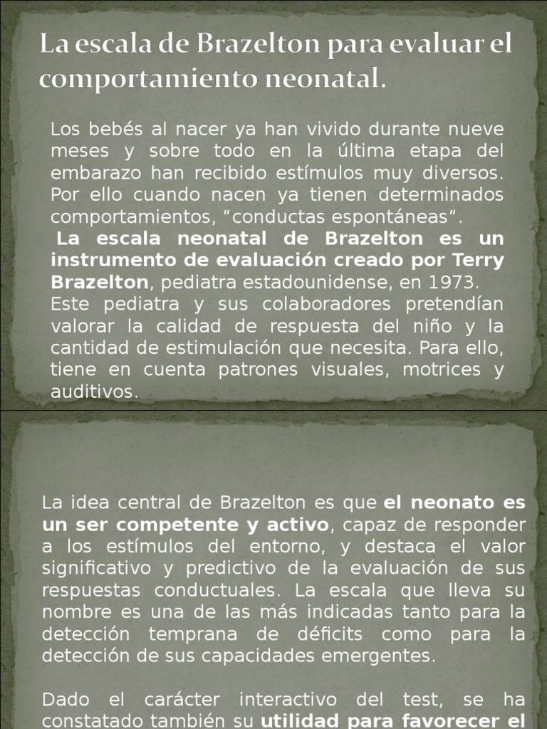 Escala Brazelton | PDF | Medicina CLINICA | Especialidades Medicas