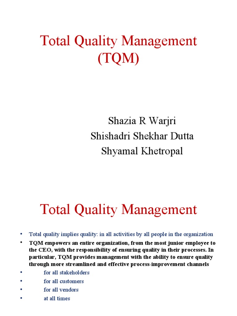 Total Quality Management (TQM) | PDF