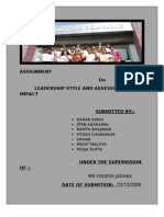 Assignment On Leadership Style and Assessing Their