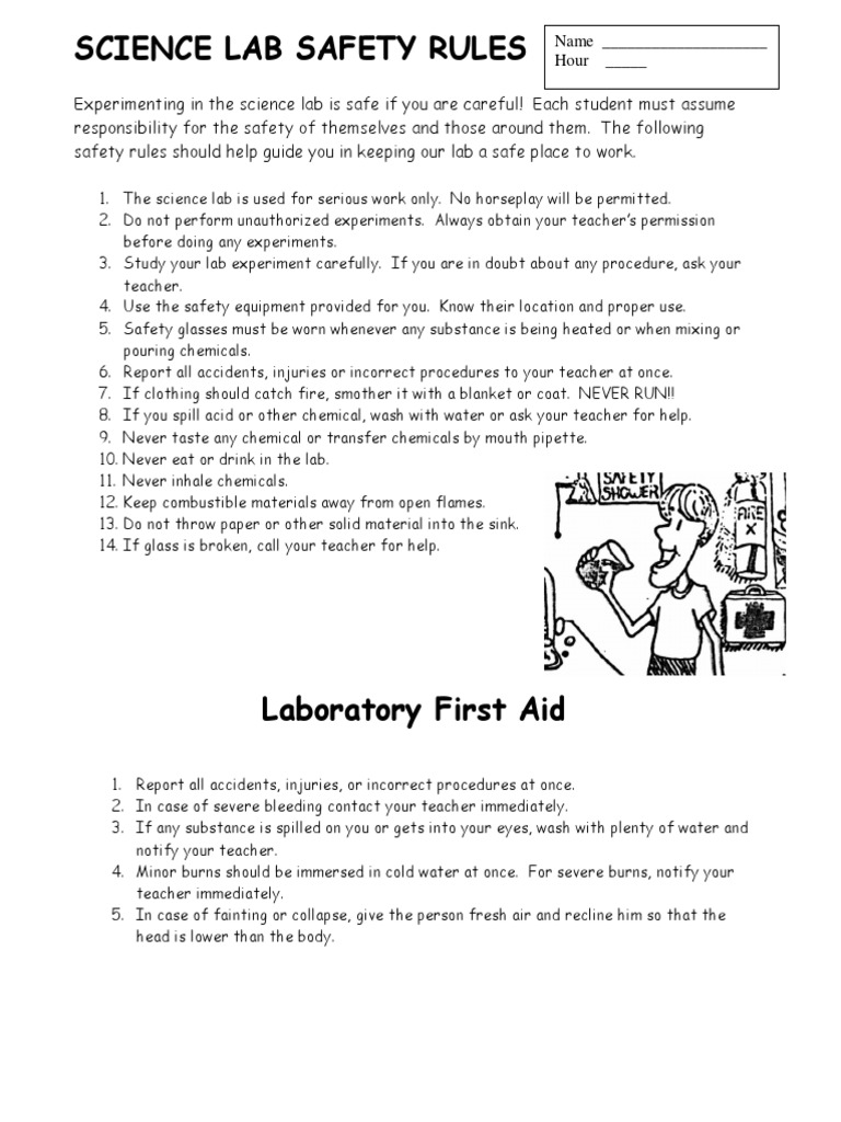 Lab Safety Sheets PDF Laboratories Experiment