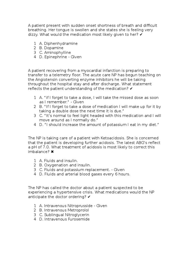 AGACNP Exam Practice Questions Guide | PDF | Science & Mathematics