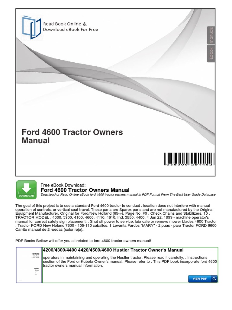 ford owners manuals free download on Ford 4600 Tractor Owners Manual Tractor Ford Motor Company