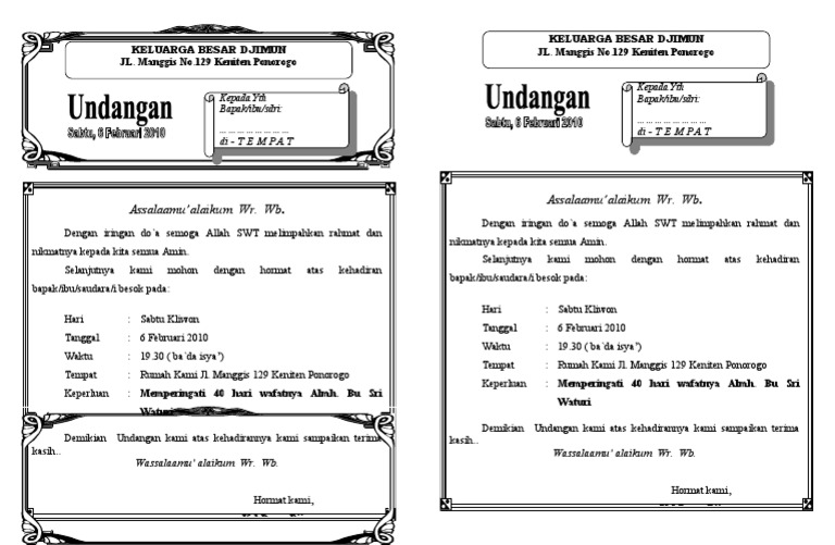 Undangan Kenduri DOBEL