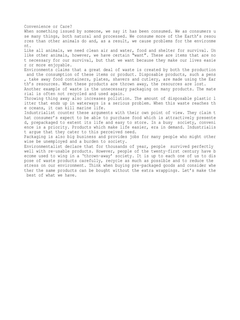 Example article of discussion text image