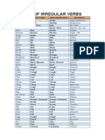 List of Irregular Verbs