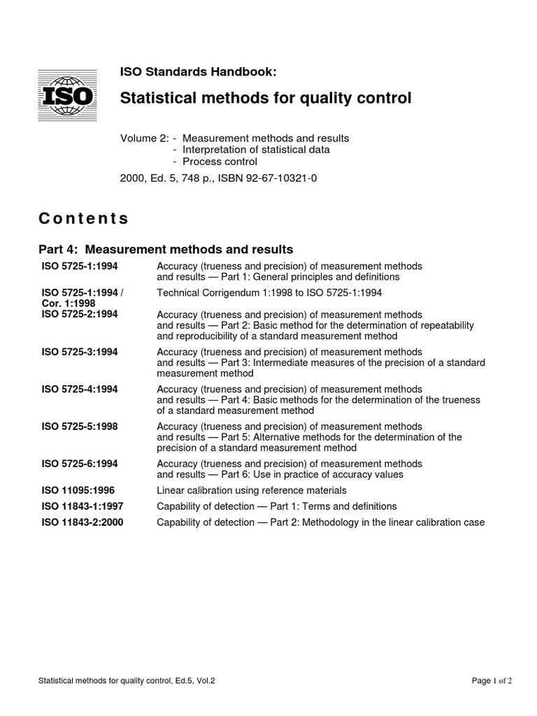 Statistical Methods For Quality Control Pdf