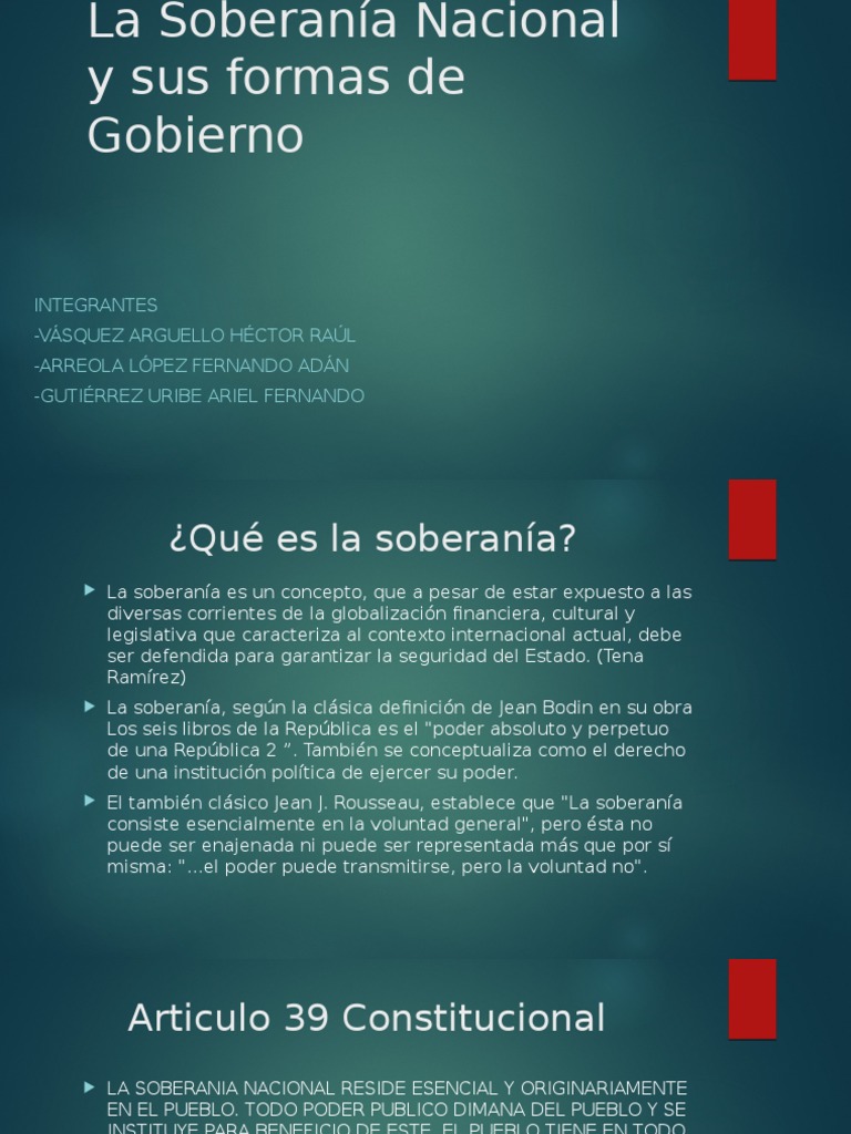 La Soberanía Nacional y Sus Formas de Gobierno PDF Soberanía Totalitarismo