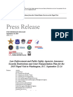 Download PRESS RELEASE Law Enforcement and Public Safety Agencies Announce Security Restrictions and Joint Transportation Plan for the 2015 Papal Visit to Washington DC September 2224 by Benjamin Freed SN280085929 doc pdf