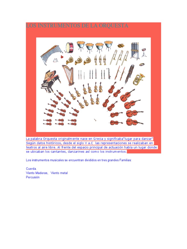 Los Instrumentos de La Orquesta | PDF | Partituras | Sonido
