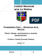 Propiedades Físico-Mecánicas de La Madera - Clivaje, Cizallamiento y Tensión.