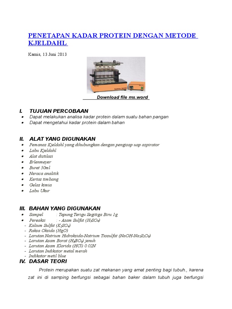 Kadar Protein Dengan Metode Kjeldahl