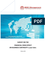 SURVEY ON THE FINANCIAL CRISIS EFFECT ON BUSINESS CONTINUITY A Year Later.