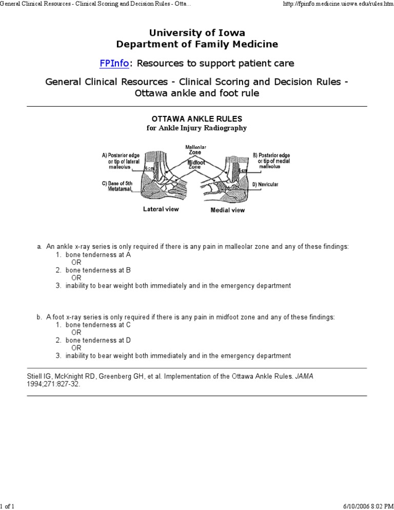 Ottawa Ankle Rules | PDF