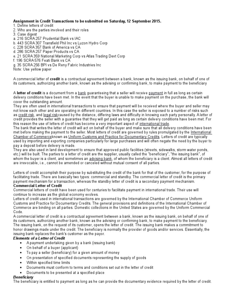 Commercial letter of credit form image