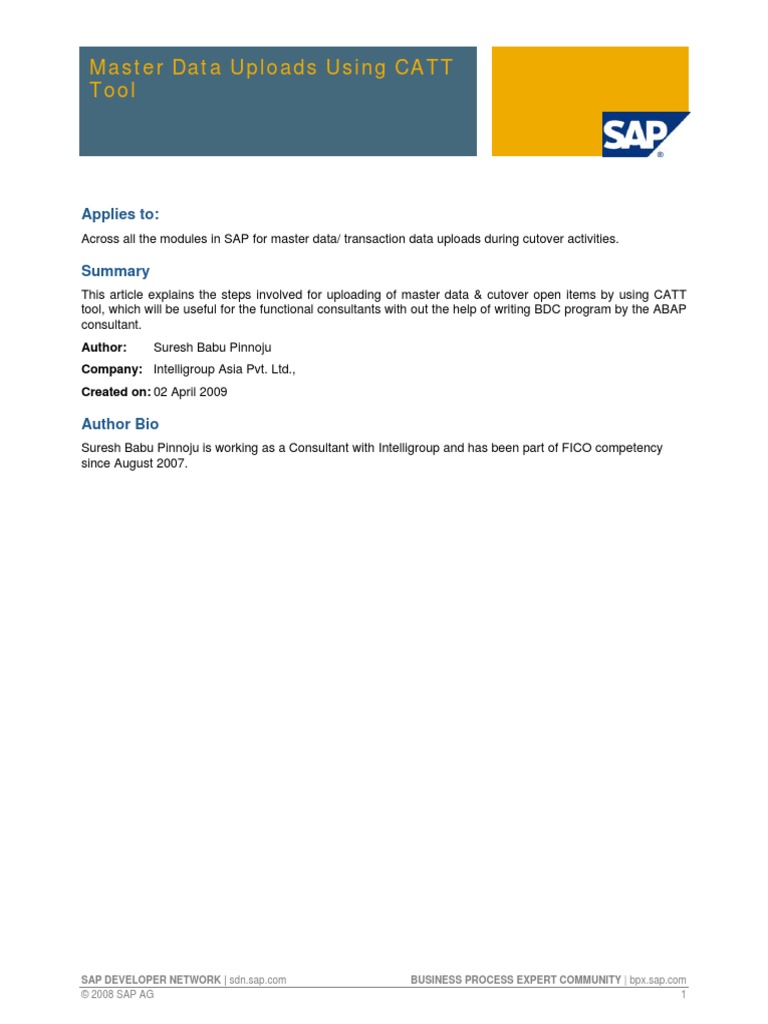 Master Data Uploads with CATT Tool | PDF | System Software | Areas Of ...
