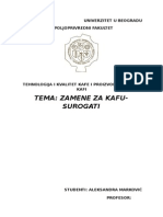 Tema: Zamene Za Kafu-Surogati: Univerzitet U Beogradu Poljoprivredni Fakultet