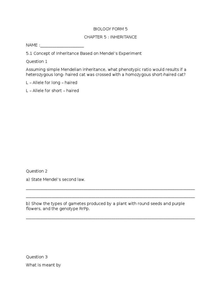 Biology Form 5 Chapter 5 Inheritance Pdf