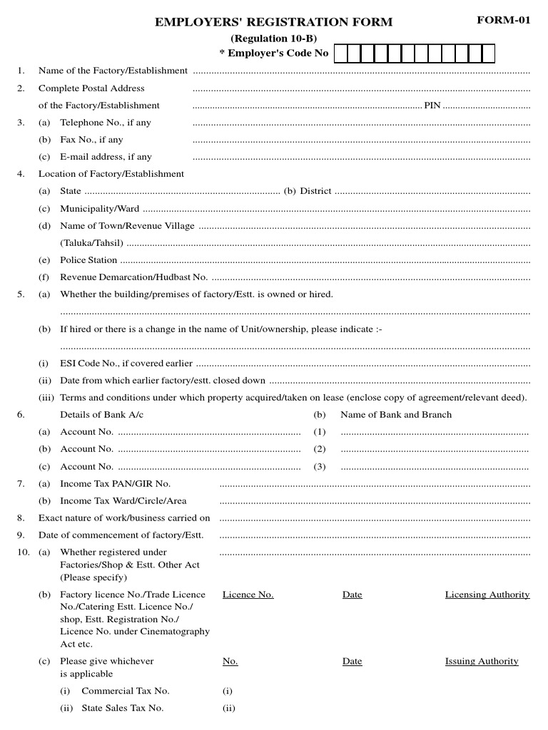 Employee Registration Form PDF