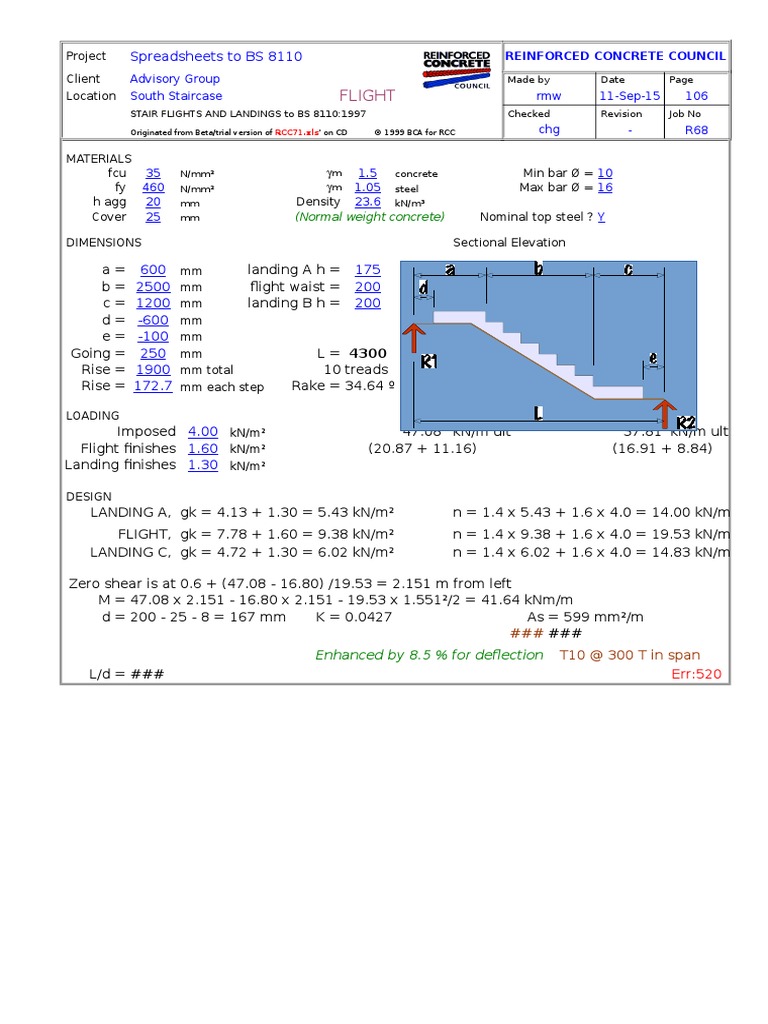 RCC71 Stair Flight & Landing Single.xls Stairs Engineering