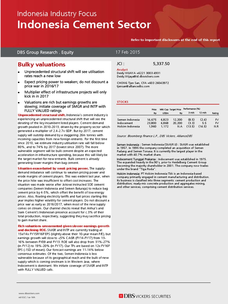 Insights Indonesia Cement Price War On The Horizon | Gasoline And