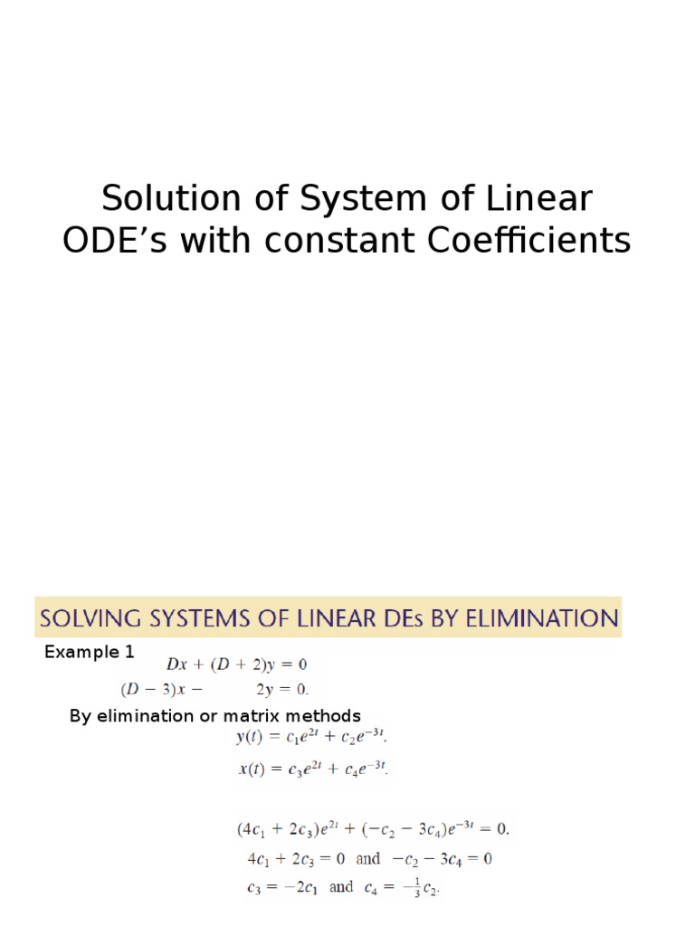 Solving Linear ODEs with Constant Coefficients | PDF | Teaching Methods ...