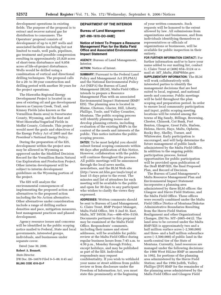 Notice Closure of public lands Malta Field Office, MT National