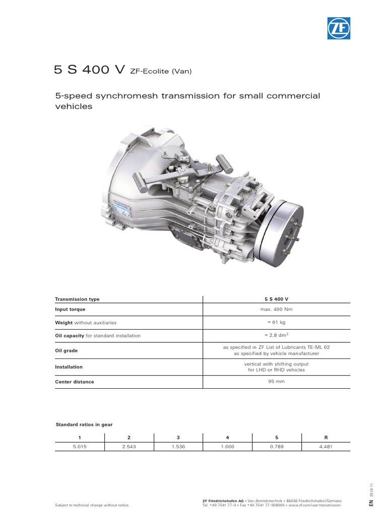 ZF Ecolite 5-Speed Transmission Overview | PDF | Technology & Engineering