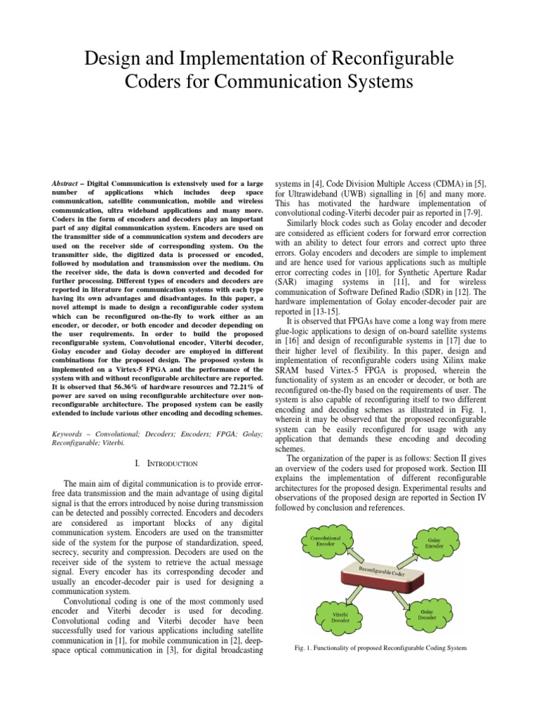 Reconfigurable Coders for Digital Communication | PDF | Naming ...