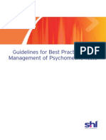 Best Practice Guidelines Management of Psychometric Tests
