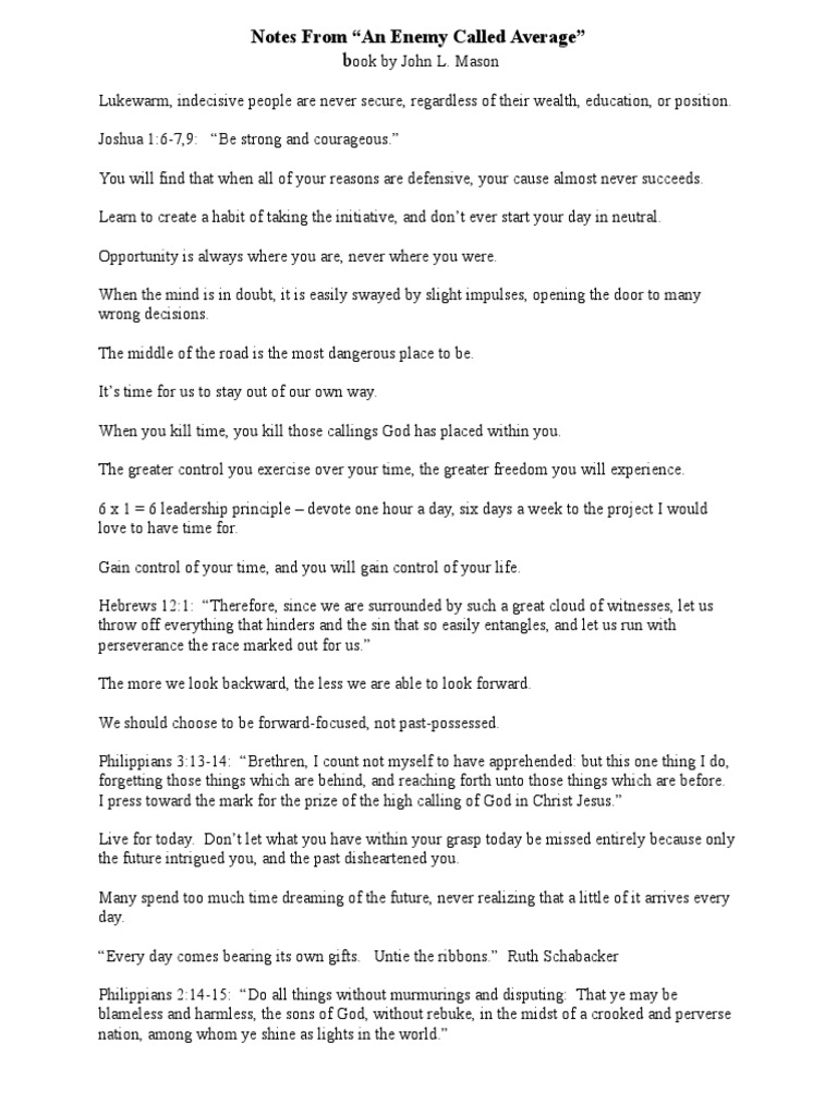 Notes From An Enemy Called Average | PDF | Religious Behaviour And ...
