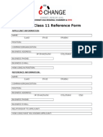 2016: Class 11 Reference Form: Applicant Information