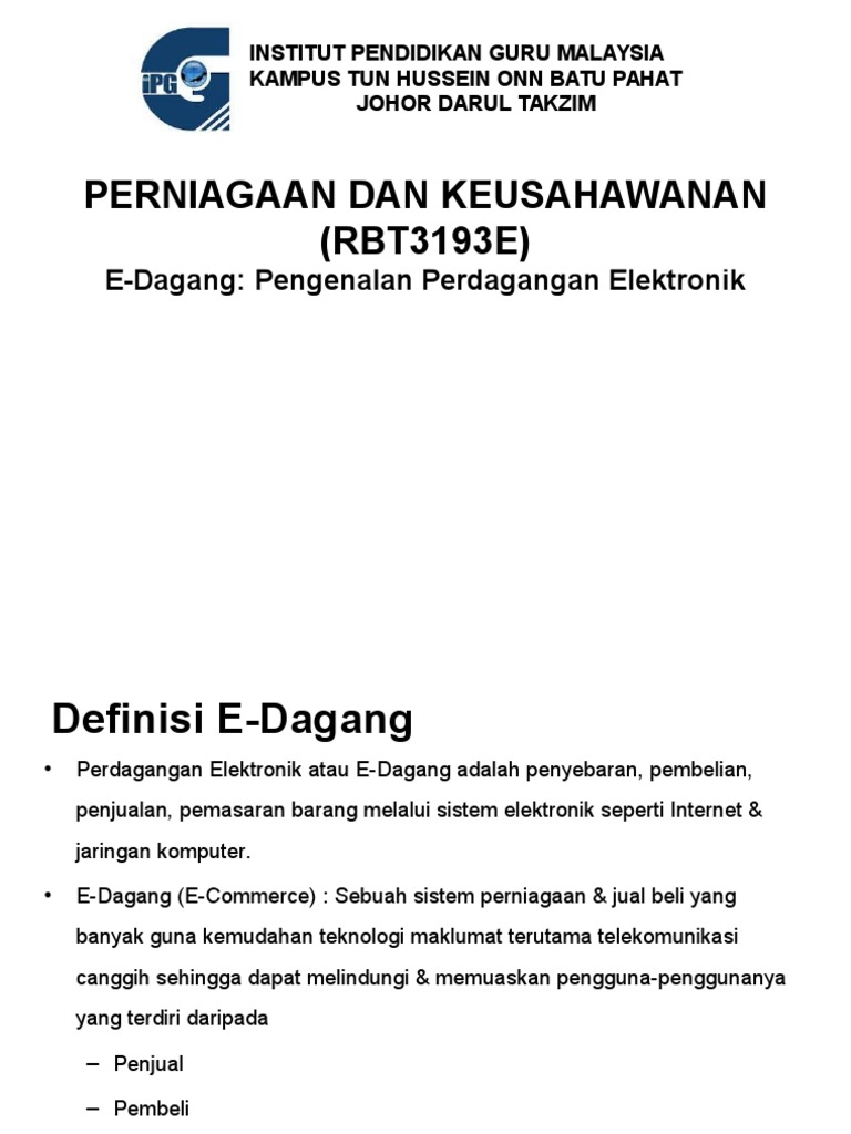 Pengenalan kepada e-dagang dan kepentingannya dalam perniagaan moden