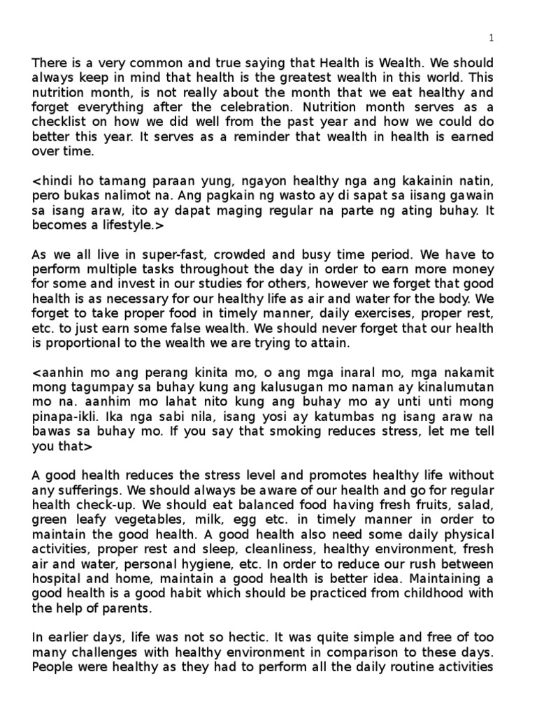 Nutrition Month 2015 Speech Healthy Diet Foods