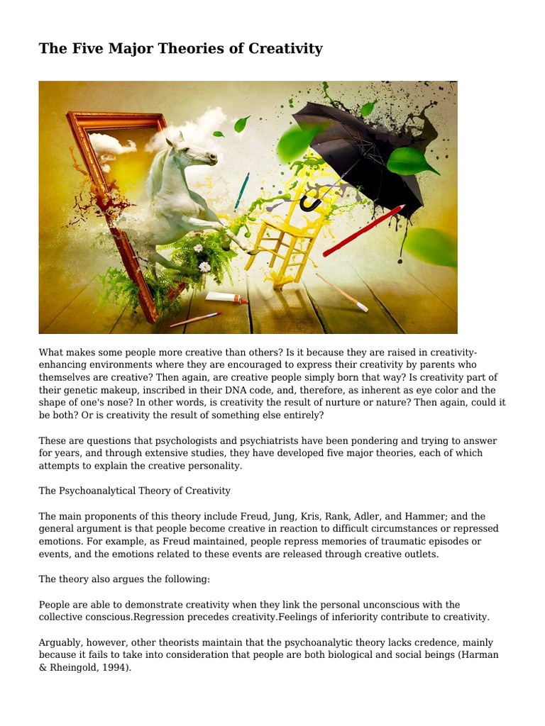 Major Theories of Creativity Explained | PDF | Self Actualization ...