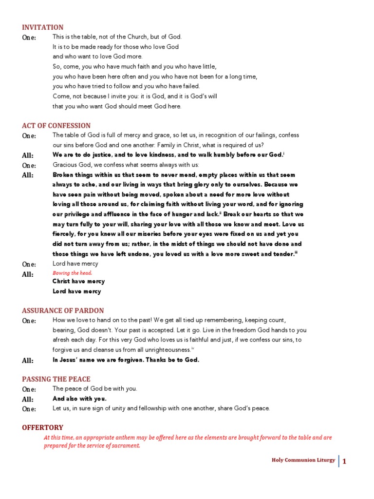 Communion Liturgy | PDF | Eucharist | Mass (Liturgy)