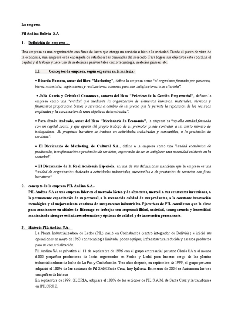 La Empresa Pil PDF Recursos humanos Calidad