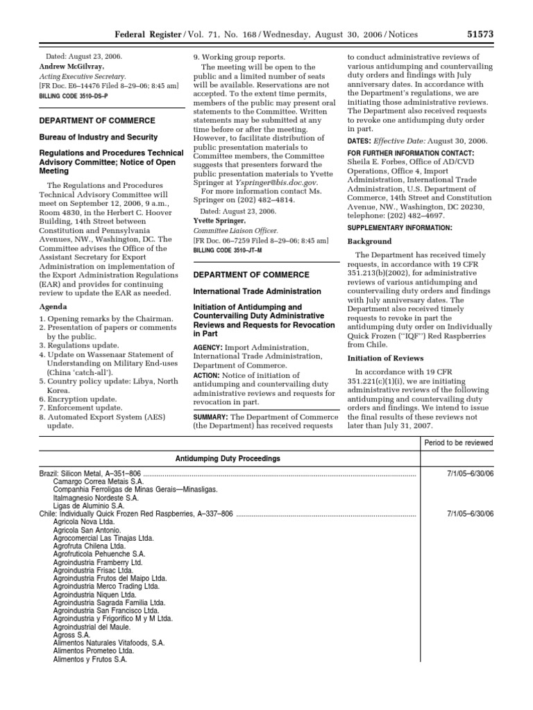 Notice: Antidumping and Countervailing Duties: Administrative Review ...