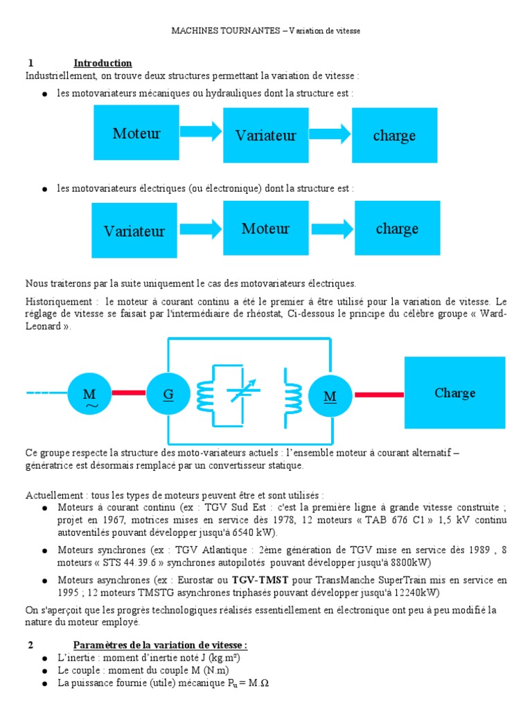 Variations de Vitesse des Moteurs Électriques | PDF | Machine ...