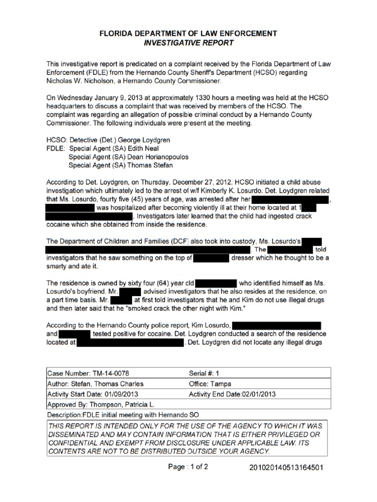 Investigation of Nick Nicholson's Conduct | PDF | Special Agent ...