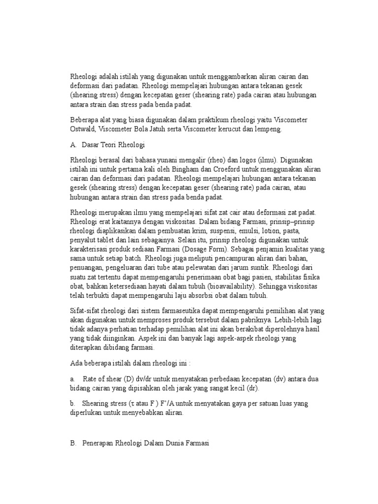 Makalah Rheologi Dan Viskositas