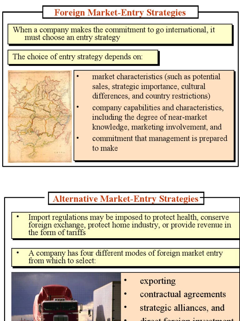 Foreign Market Entry Strategies Overview | PDF | Joint Venture | Exports