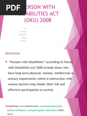 Person With Disabilities Act Oku 2008 Special Education Disability