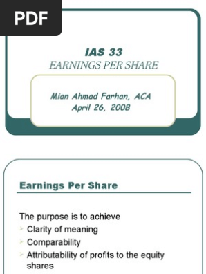 Ias 33 Eps Earnings Per Share Dividend
