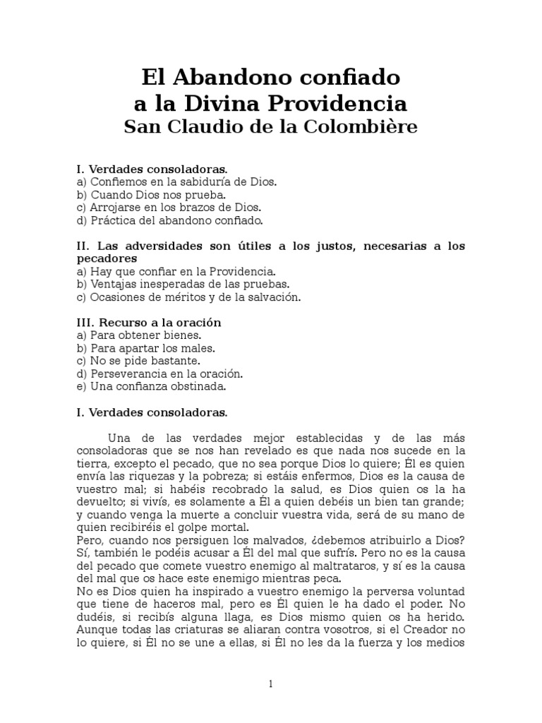 El Abandono confiado a la Divina